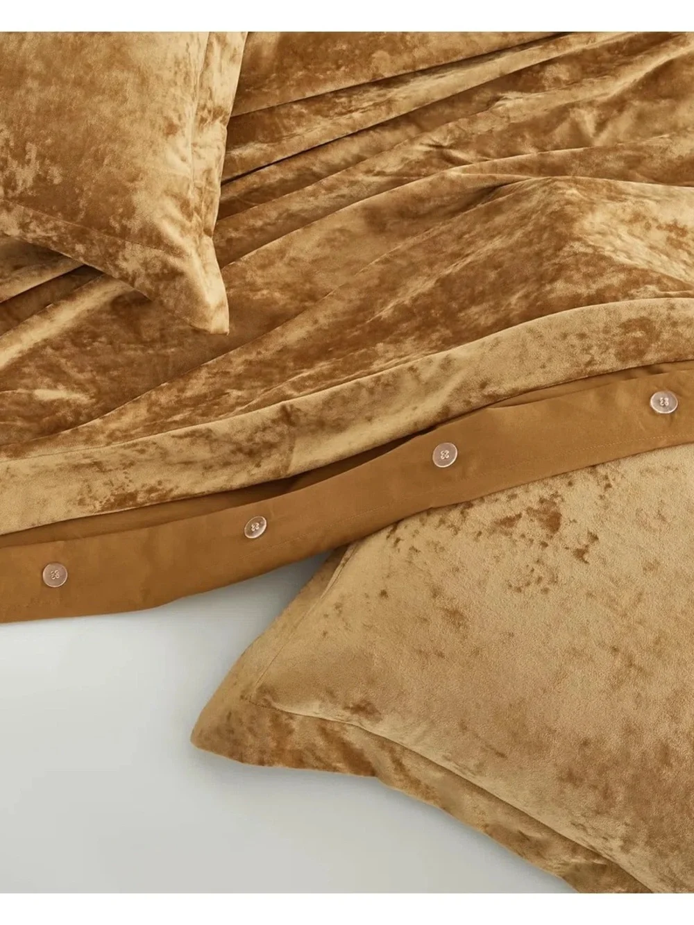 Plush Velvet Duvet Cover Set in gold Queen 3 piece set